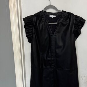 THML Black Faux Leather Top
